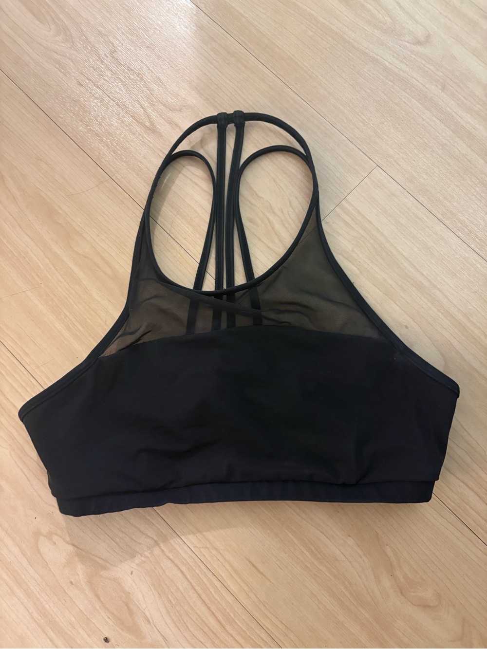 lululemon athletica Black Mesh Strappy Sports Bra